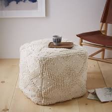 West elm has some really great decor but, instead of splurging on a simple piece, save your money and diy your make a cozy floor pouf out of a canvas drop cloth. Diamond Bubble Wool Pouf Floor Pillows Living Room Boho Floor Pillows Boho Floor