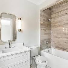 Drop In Bathtub With Faux Wood Tiles Wood Tile Shower Wood Tile Bathroom Shower Tile