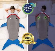 Spark some killer fun and lots of laughs with this imaginative shark tail blanket for kids! Blankie Tails New Gray And Deep Blue Glow In The Dark Shark Blanket For Kids Super Soft And Cozy Double Sided Minky Fleece Machine Washable Makes A Great Gift Everything Else On