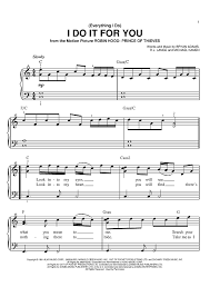 Adams b4lsic/zon pubfahm used by permesion d : Everything I Do I Do It For You Easy Sheet Music Sheet Music Digital Sheet Music