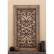 Fill a portico, apply them outside your door windows, or just hang them on the wall. 26 X 46 Distressed Wood Brown Metal Wall Art Panel W Scroll Design By Studio 35 Overstock 10470306