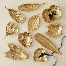 Gold Leaf Plates Decorative Objects Foliage Gold