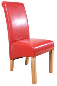 4 x hudson roll top dining chairs red