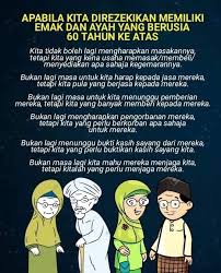 Segelintir anak zaman kini boleh dinilai kurang memberikan perhatian terhadap ibu ayah sehingga tiada masa untuk menghubungi justeru, amalkan 9 perkara ini untuk menghargai setiap jasa ibu bapa anda. Ibu Bapa Yang Telah Tua Ialah Biar Jasa Jadi Kenangan Facebook