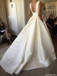 If you're planning a christmas time or valentine's day wedding, or just want a red wedding dress, this gown is for you! Ball Gown V Neck Open Back Satin Ivory Wedding Dresses With Pockets Wd0731002 Ball Gown Wedding Dress Wedding Dresses V Neck Wedding Dress