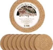 Amazon.com: 13 in Round Woven Placemats Plate Chargers Set ...
