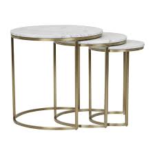 Elle Round Marble Nest Of 3 Tables In 2020 Side Table Marble Side Tables White Brass