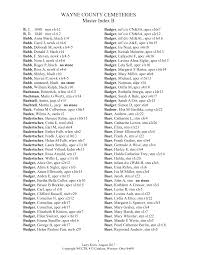 WAYNE COUNTY CEMETERIES Master Index B