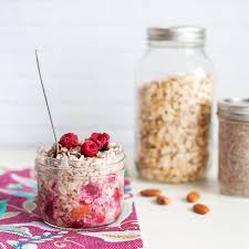 Raspberry Overnight Oats With Almonds And Coconut Raspberry Overnight Oats Overnight Oats Oats Recipes