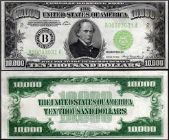 One million dollar bill does not exist, example below is just a wild imagination of an artist. Ten Thousand Dollar Bill Glossy Poster Picture Photo Chase Coins 10000 Money Conversationprints