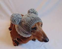 Knitted Hat For Dog With Hearts And Two Pompons Etsy Dog Hat Dachshund Hat Dog Clothes