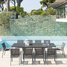 table de jardin extensible evasion gris roc graphite mobilier jardin mobilier de jardin design table de jardin
