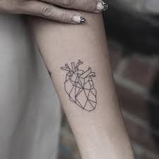 Polygonal Anatomical Heart Tattoo On The Left Inner