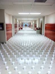 Fill Cups Up With Water And Leave Them All Over The Floor Senior Pranks Best Senior Pranks Pranks