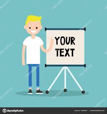 Young Blond Boy Pointing On The Flip Chart Your Text Here