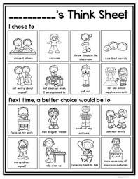 Visual Think Sheet And Behavior Management Think Sheet Behavior Reflection Kindergarten Behavior
