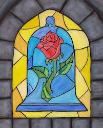 1900x2030 and the beast clipart art hsome svg belle svg. Beauty And The Beast Enchanted Rose Stained Glass Giclee Print Disney Canvas Disney Canvas Paintings Small Canvas Art