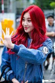 Pin By Kaz Blue On Kpop Idols Red Hair Kpop Bright Red Hair Bright Hair