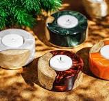 Dekorativer Kerzenhalter aus Harz - Handgefertigter Teelichtständer aus  Holz Epoxy, rustikale moderne Dekoration, durchdachtes Geschenk für ihn  sie, ...