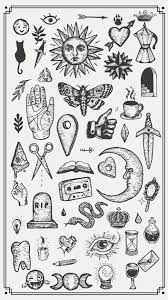 This collection of small tattoos is the answer. Vintage Hand Drawn Vector Illustrations Vintage Tattoo Art Tattoo Flash Art Doodle Tattoo