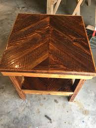 End Table Made From 50 Year Old Oak And Pine Slabs Saved From A Old Barn Tear Down In Panola County Salvaged Wood Projects Salvaged Wood Wood Crafts