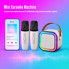 Pequeno port&aacute;til Bluetooth microfone karaoke caixa de som, Luzes LED  din&acirc;micas embutidas, com 2 microfone sem fio, para infantil adultos  familiares, ar livre, fogueira, festa presente : Amazon.com.br:  Instrumentos Musicais