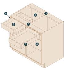 Standard base cabinets are 34 1⁄2″ high by 24″ deep and range from 12″ to 48″ wide. Cabinet Construction Details Crystal Cabinets