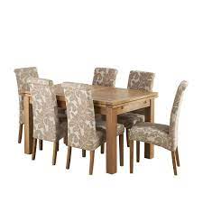 Dorset Dining Set In Natural Oak Table 6 Patterned Chairs Oak Dining Sets Patterned Chair Extendable Dining Table