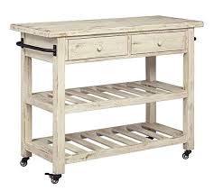 Amazon Com Ashley Furniture Signature Design Marlijo Bar Cart Rustic Style 2 Drawer With Casters White Kitchen Cart Kitchen Cart Kitchen Design Small