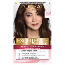Radiant hair color with triple protection: L Oreal Paris Excellence Permanent Hair Dye Tempting Brunette Brown 4 02 Sainsbury S