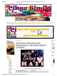 Bil tajuk buku penerbit kod buku harga (rm) 1 bahasa melayu dewan bahasa dan pustaka f013098 9.40 2 tawanan komander caucasus utusan publications & distributors sdn bhd ft053005 21.00 3 bintang hati aras mega (m) sdn bhd ft053001. Cikgu Simile Antologi Bintang Hati Tingkatan 3 Seloka Santap Istiadat