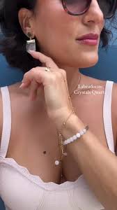 Hexagonal Labradorite w Crystal Quartz Earrings, Luxury Design Gemstone  Drop Earrings, Anniversary Gift for Wife Girlfriend, Wedding Jewelry