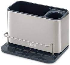 This kitchen sink organizer is stylish and durable. Amazon Com Joseph Joseph 85112 Surface Sink Caddy Stainless Steel Sponge Holder Organizer Tidy Drains Water For Kitchen Large Silver Home Kitchen