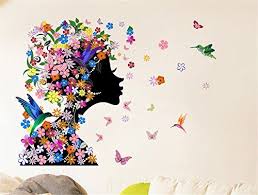 Yanqiao Colorful Flowers Love Heart Girl Wall Decals Home Children Room Decorations Wall Stickers Be Sure To Vinyl Decal Diy Girls Wall Stickers Mural Art