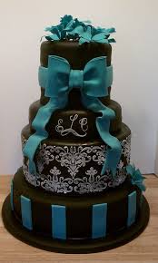 Gothic Black And Blue Wedding Cake Black White And Teal Wedding Cake Teal Cake Teal Wedding Cake Cake