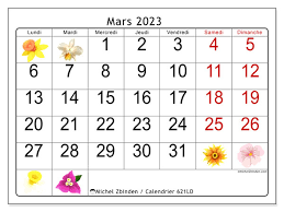 Calendrier De Mars 2023 à Mars 2023 Calendrier Mars 2023 À Imprimer “621Ld” - Michel Zbinden Mc