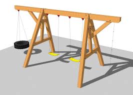 This Simple But Fun Timber Frame Swing Set Would Be A Great Beginner S Project And Allows Your Kids Wooden Swing Set Plans Wooden Swing Set Backyard Swing Sets