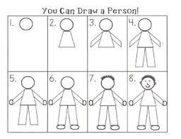 Step By Step How To Draw A Person Kindergarten Drawing Drawing For Kids Art Drawings For Kids