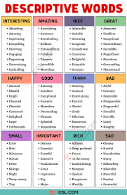 Build a vocabulary of high frequency words to describe people. Descriptive Words 700 Describing Words With Useful Examples 7esl Essay Writing Skills English Writing Skills English Vocabulary Words