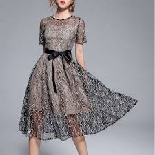 花嫁さまの二次会や謝恩会にオススメのシースルーレースの七分袖ロングドレス 韓国プチプラパーティードレス通販 tenderly dress パーティードレス 二次会 ドレス ミモレ丈 ワンピース