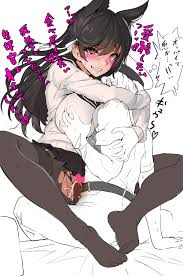 dikko, atago (azur lane), atago (school traumerei) (azur lane), azur lane,  torn legwear, absurdres, highres, 1boy, 1girl, animal ears, black hair,  black pantyhose, black sailor collar, blush, breasts, cardigan, censored,  dog ears,