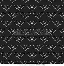 Black And White Theme Background White Bat Silhouette Linear On Black Seamless Pattern For Card Banner Wallpaper Label Background To Celebrating Halloween Theme Vector Design
