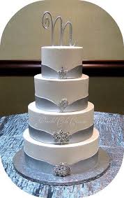 Elegant White And Silver Wedding Cake Silver Wedding Cake Wedding Cakes Wedding Cake Photos