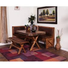 With a spruce rosner waxed natural finish this breakfast nook will provide a homey feel to your dining area. Sunny Designs 0222ro Sedona Breakfast Nook Set With Side Bench In Rustic Oak