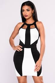 Blocked Out Mini Dress Black White Fashion Nova