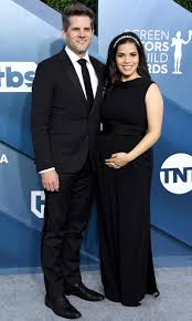 America Ferrera shows off her baby bump on SAG's red carpet