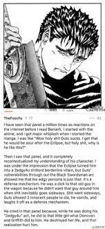 Both The Panel And This Redditor S Reaction Deserve To Be Immortalized Here Thank You U Thefoochy For Putting Into Word Berserk Anime Quotes Berserk Quotes