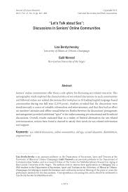 PDF) Lets Talk about Sex: Discussions in Seniors Online Communities