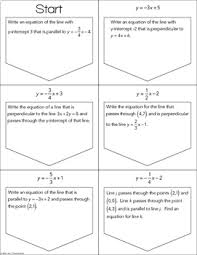 Equations Of Parallel And Perpendicular Lines Ladder Activity S Izobrazheniyami Matematika