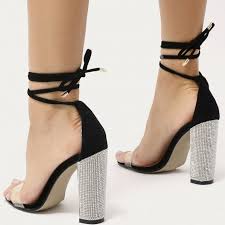 Beautiful Black And Gold High Heels Glitter Block Heels In Black Heels Perfect Heels Block Heels